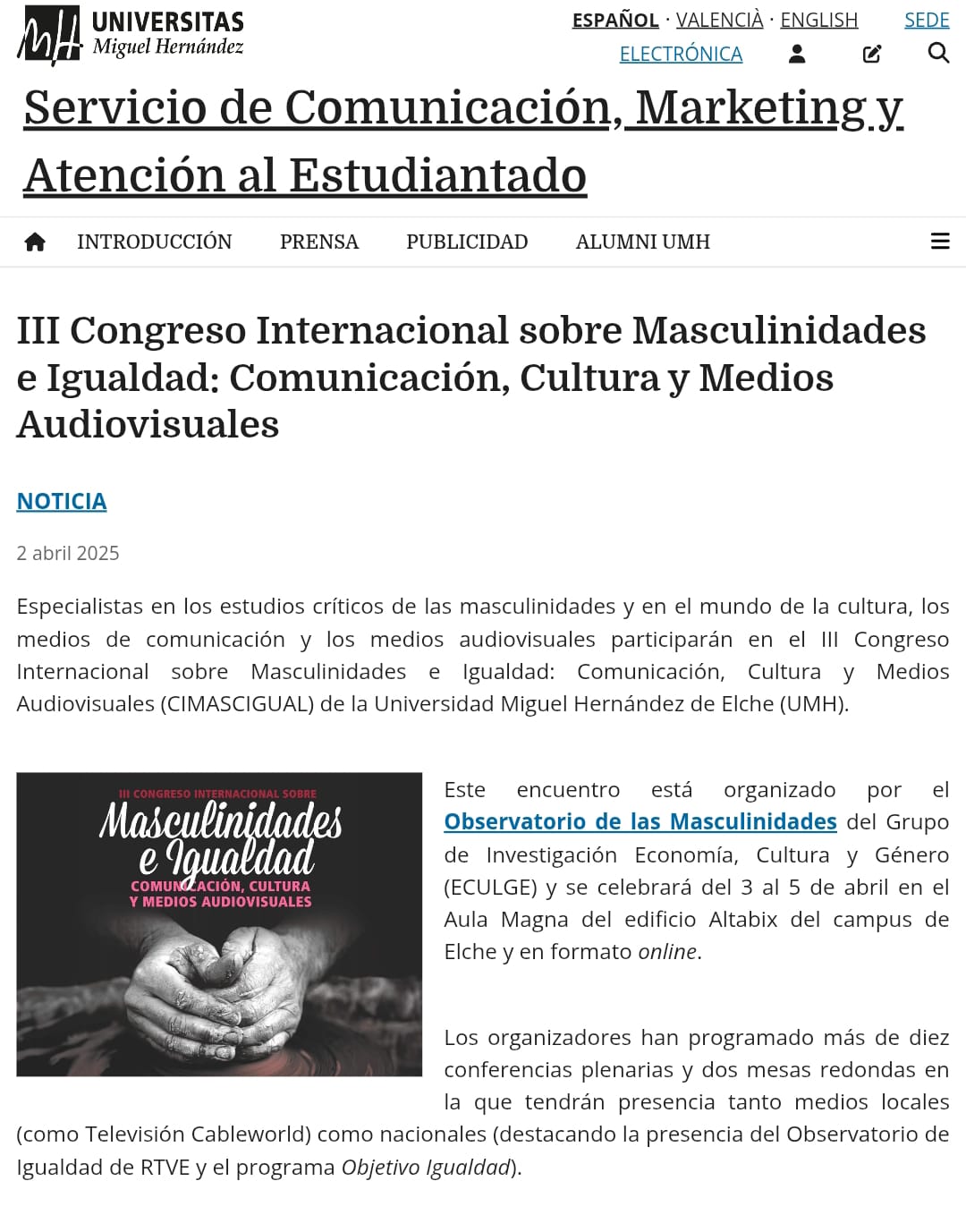 UMH-Servicio comunicación CIMASCIGUAL III